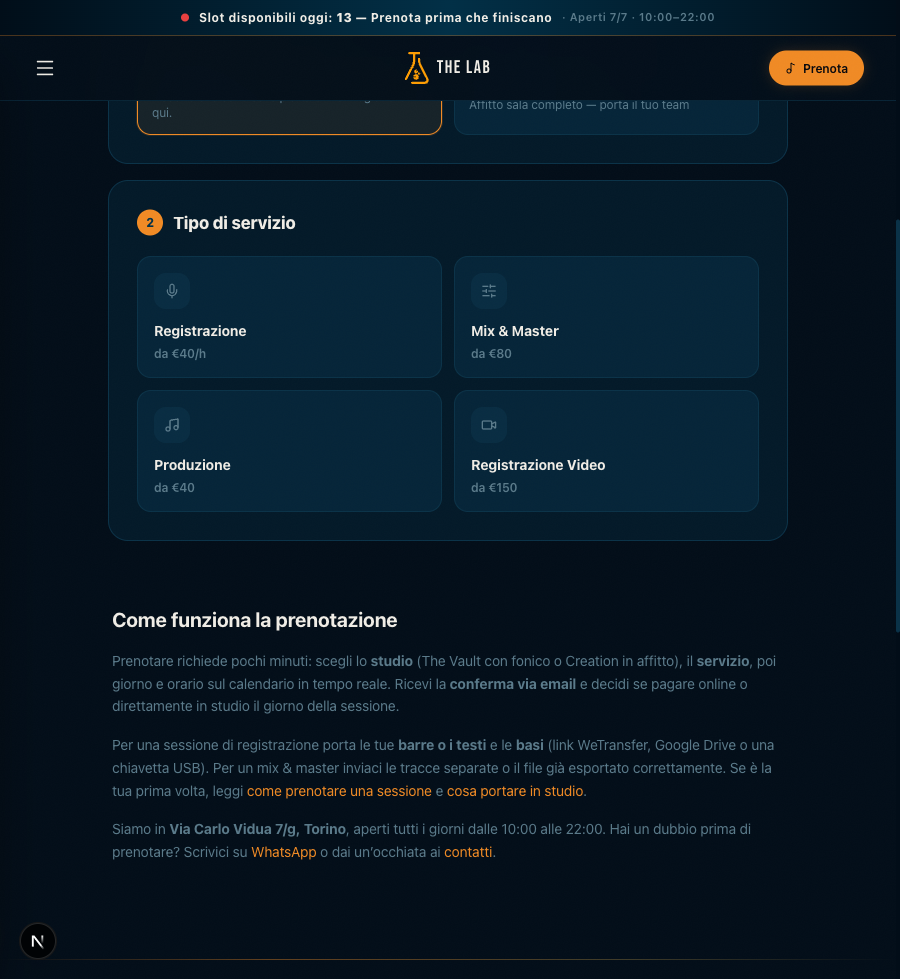 Step 2 — scegli il servizio